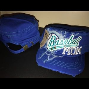Blue Baseball mom cadet bling hat